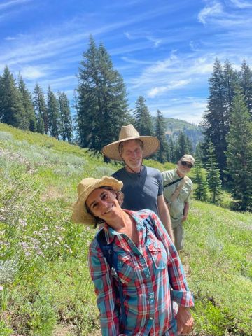 Shooting Star Nursery team members on a hike - Bonni, Scott and Eric