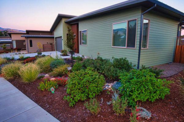 Ashland, Oregon front yard after landscape design with low maintenance, drought tolerant and deer resistant plants